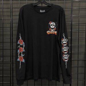 Xzavier Men's "Never Say Never" Rose Crown Skull Graphic Tee